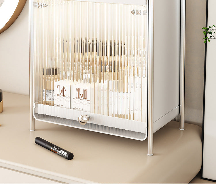 Desktop Makeup Organizers Light Luxury Cosmetics Storage Box Dustproof Sundries Storage Cabinet Bathroom Skincare Storage Rack