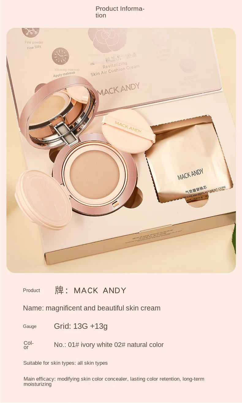 Brightening Skin Beauty Cushion Foundation Petals Lightweight Clothing Long Lasting Smear-Proof Makeup Oil Control BB Cream