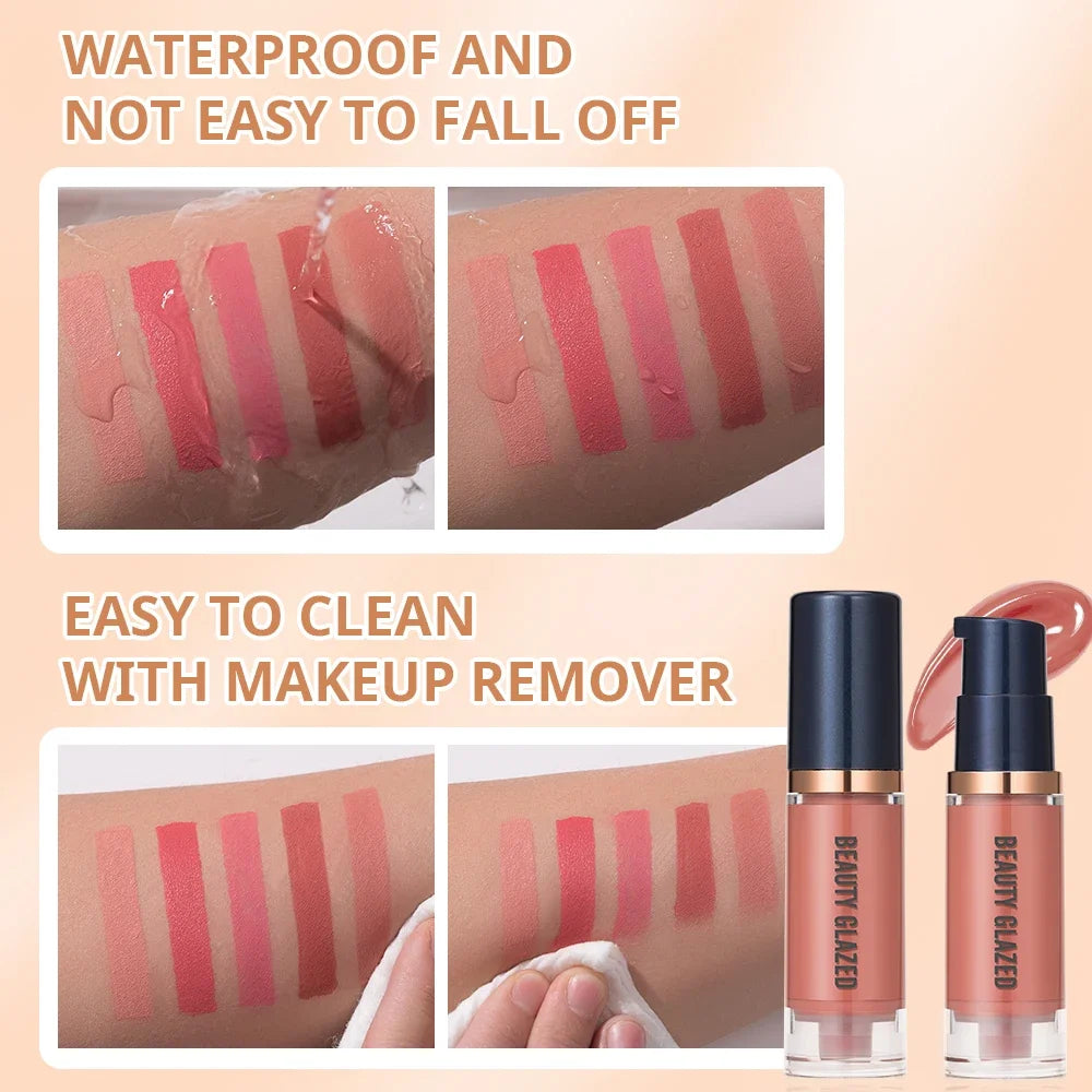 BEAUTY GLAZED Liquid Blush Long Lasting Waterproof Sweatproof Lightweight Non-Fade Natural Cheek Blusher On Face Make Up