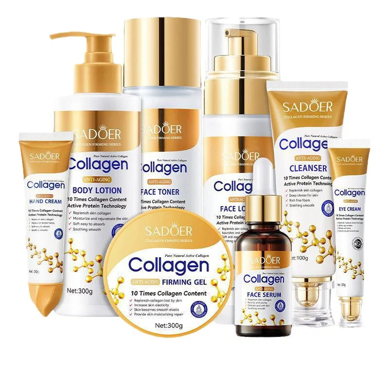 Collagen Skin Care Product Set Cleansing Rejuvenating Facial Cleanser Essence Liquid Face Cream Moisturizing Female Cosmetics