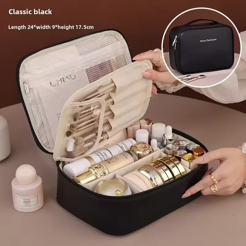 Women's Cosmetic Bag Makeup Bag Double Layer Large Capacity Luxury Cosmetics Organizer Travel Essentials Women's Cosmetic Bag