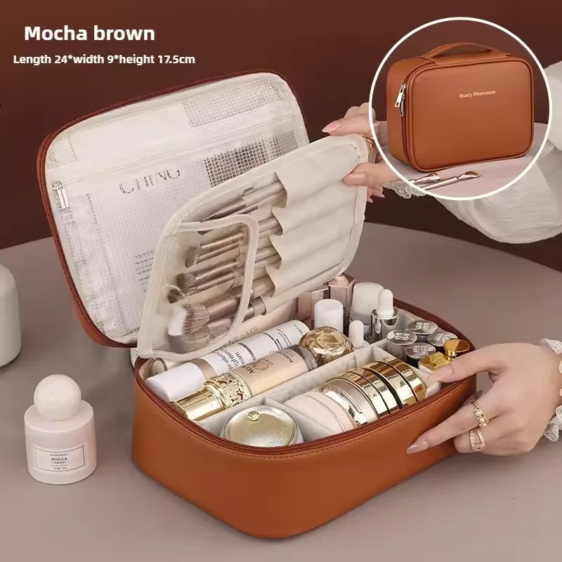 Women's Cosmetic Bag Makeup Bag Double Layer Large Capacity Luxury Cosmetics Organizer Travel Essentials Women's Cosmetic Bag