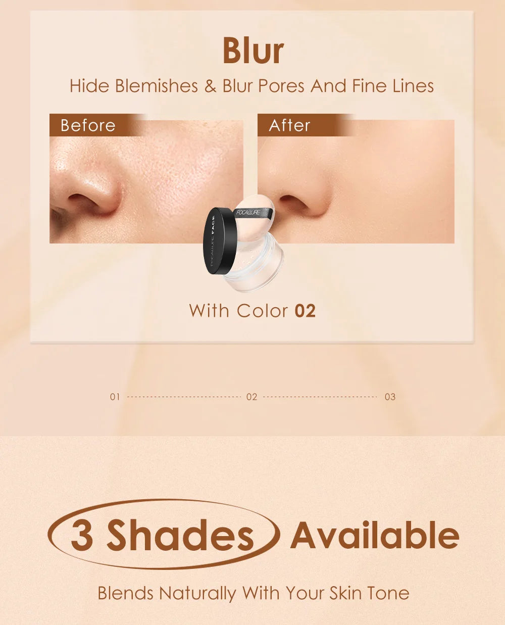 FOCALLURE 9 Colors Face Makeup Brighten Oil Control Long lasting Loose Powder Waterproof Mineral Make Up Setting Powder