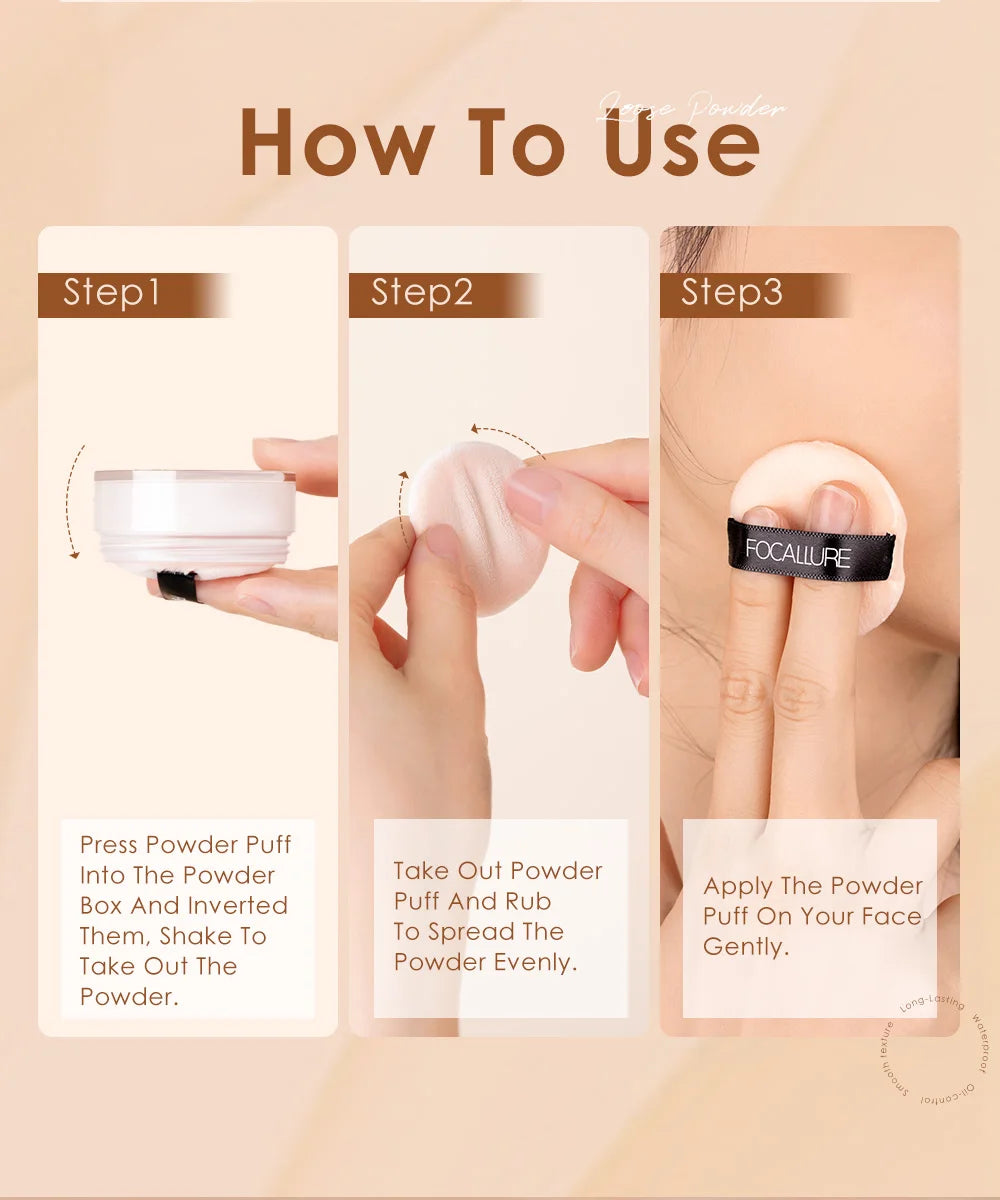 FOCALLURE 9 Colors Face Makeup Brighten Oil Control Long lasting Loose Powder Waterproof Mineral Make Up Setting Powder