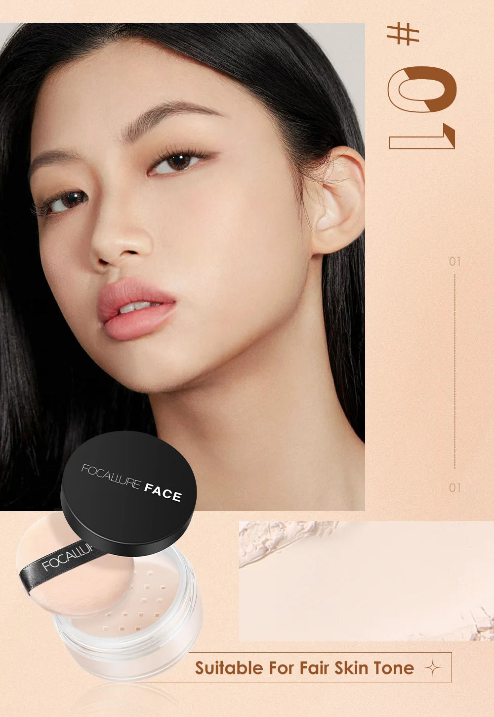 FOCALLURE 9 Colors Face Makeup Brighten Oil Control Long lasting Loose Powder Waterproof Mineral Make Up Setting Powder
