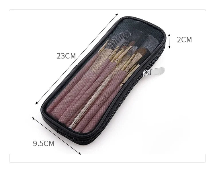 Makeup Brush Travel Bag Portable and Simple Makeup Storage Bag Mesh Design Large Capacity High-capacity Portable Makeup Pouch