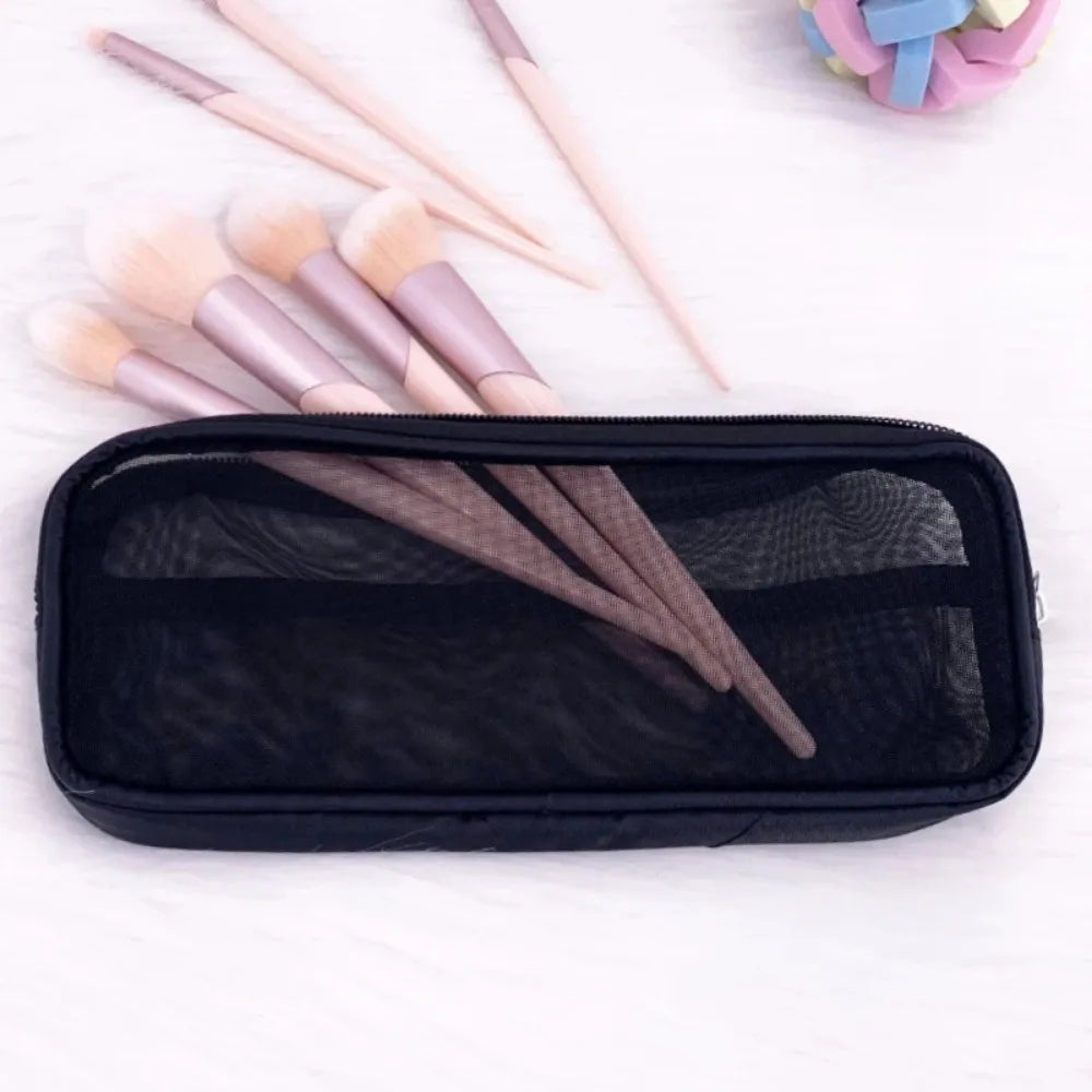 Makeup Brush Travel Bag Portable and Simple Makeup Storage Bag Mesh Design Large Capacity High-capacity Portable Makeup Pouch