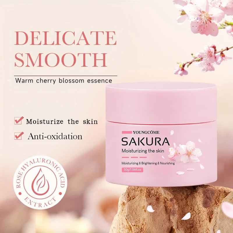 Sakura Essence Cream,Cherry Blossom Facial Moisturizer for Dry & Rough Skin,Intense Hydration,Skin Repair,Delicate & Tender Glow