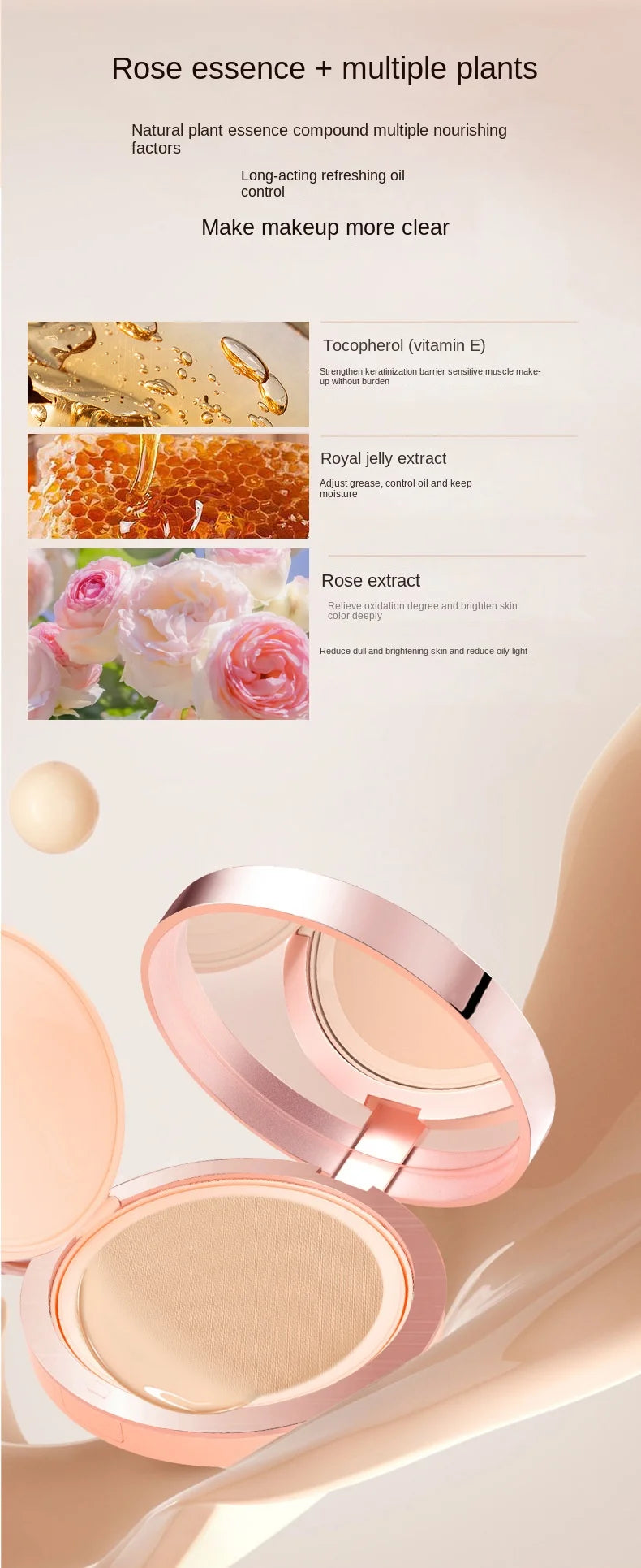 Brightening Skin Beauty Cushion Foundation Petals Lightweight Clothing Long Lasting Smear-Proof Makeup Oil Control BB Cream