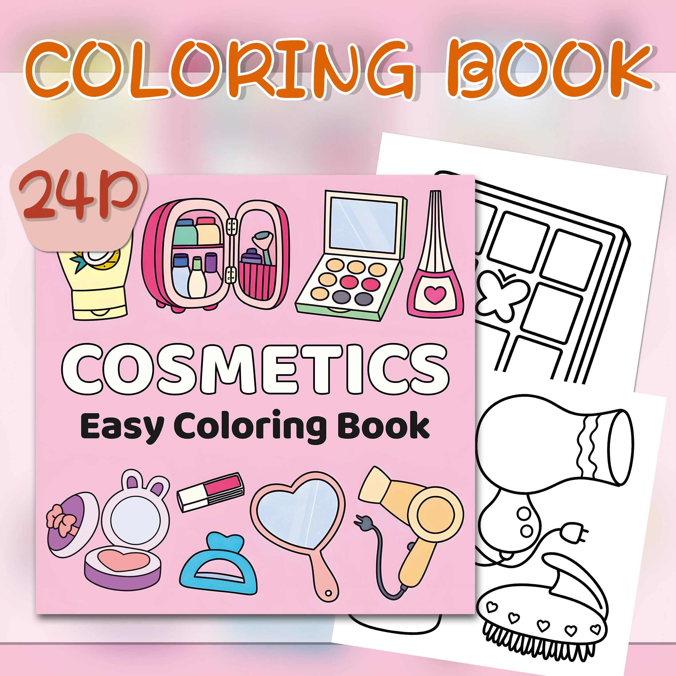 "Adult Picture Book - Pink-Themed Mini Cosmetics Coloring Book: A Beautiful Gift for Relaxation and Creativity