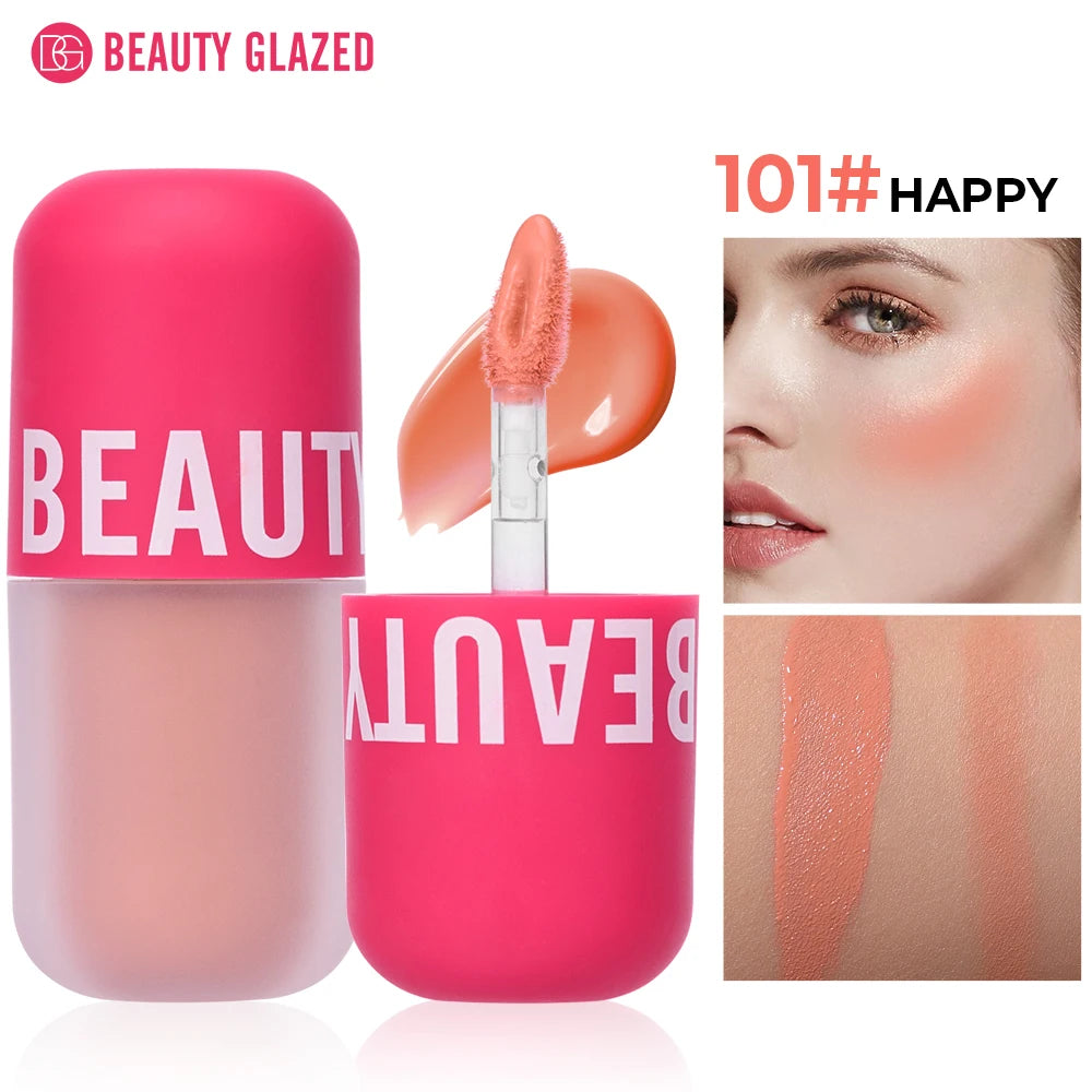 Beauty Glazed Liquid Blush 5 Colors Smooth Velvet Matte Pink Blusher Natural Easy To Smudge,Waterproof,And Long Lasting