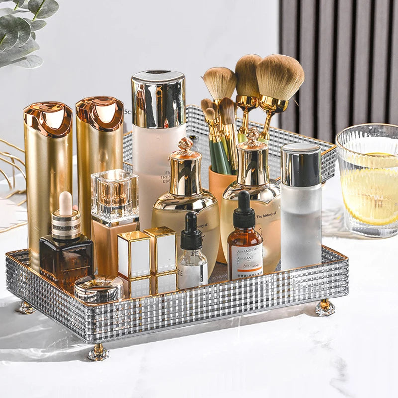 1Pc Cosmetic Storage Rack, Desktop Bathroom Tray, Perfume and Cosmetic Organization Rack, Cosmetic Ring Storage Tray, Home Decoration, Bathroom Accessories