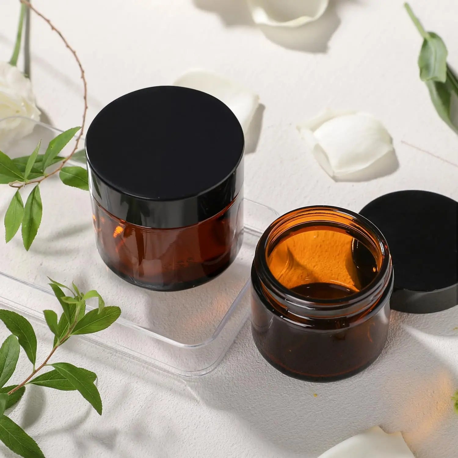 5g-50g Amber Brown Glass Cosmetic Jar Face Cream Bottles Portable Travel Face Cream Cosmetic Container Accessories