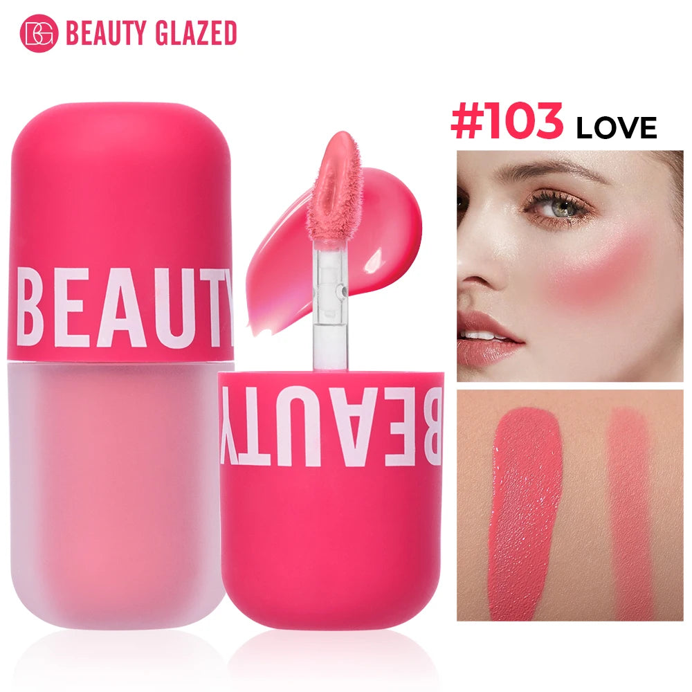 Beauty Glazed Liquid Blush 5 Colors Smooth Velvet Matte Pink Blusher Natural Easy To Smudge,Waterproof,And Long Lasting