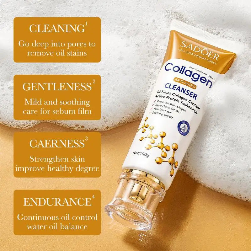 Collagen Skin Care Product Set Cleansing Rejuvenating Facial Cleanser Essence Liquid Face Cream Moisturizing Female Cosmetics