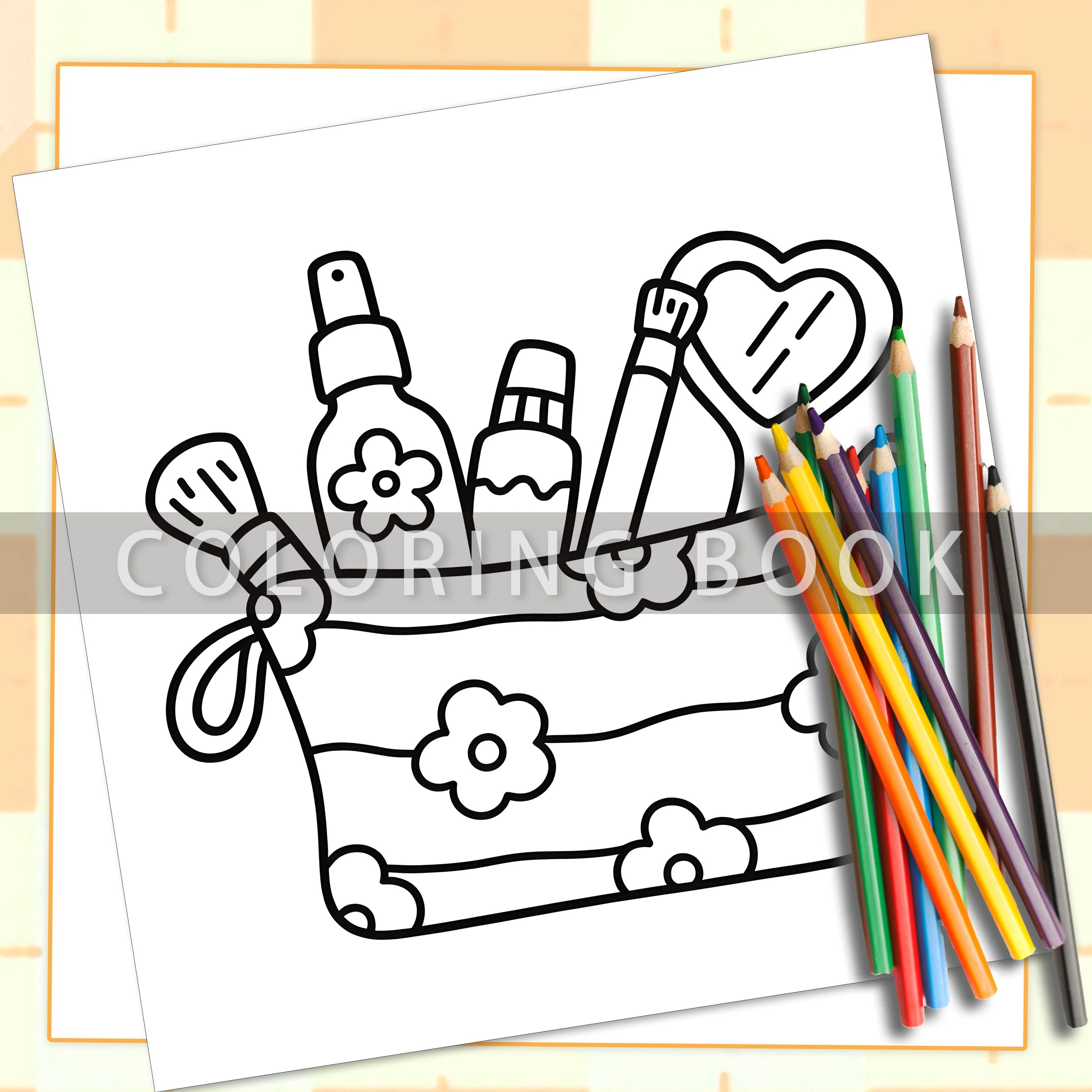 "Adult Picture Book - Pink-Themed Mini Cosmetics Coloring Book: A Beautiful Gift for Relaxation and Creativity