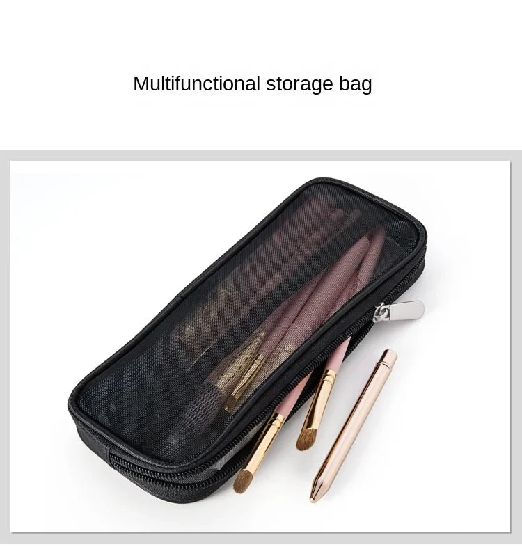Makeup Brush Travel Bag Portable and Simple Makeup Storage Bag Mesh Design Large Capacity High-capacity Portable Makeup Pouch