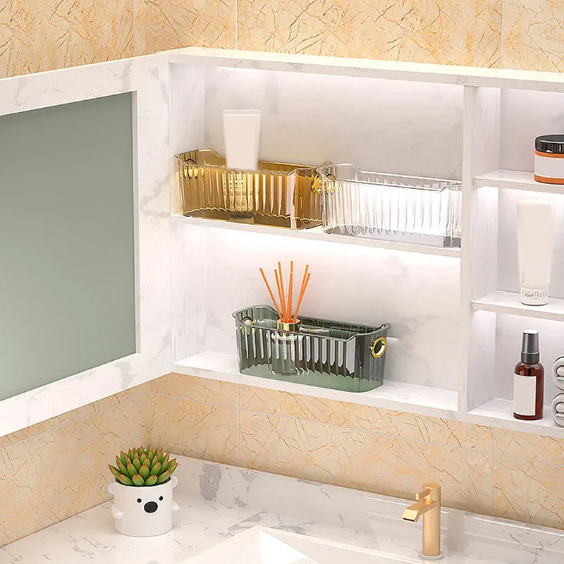 Desktop Cosmetics Storage Box Dust-proof Makeup Organizer Cotton Pads Bathroom Jewelry Container Sundries Drawer