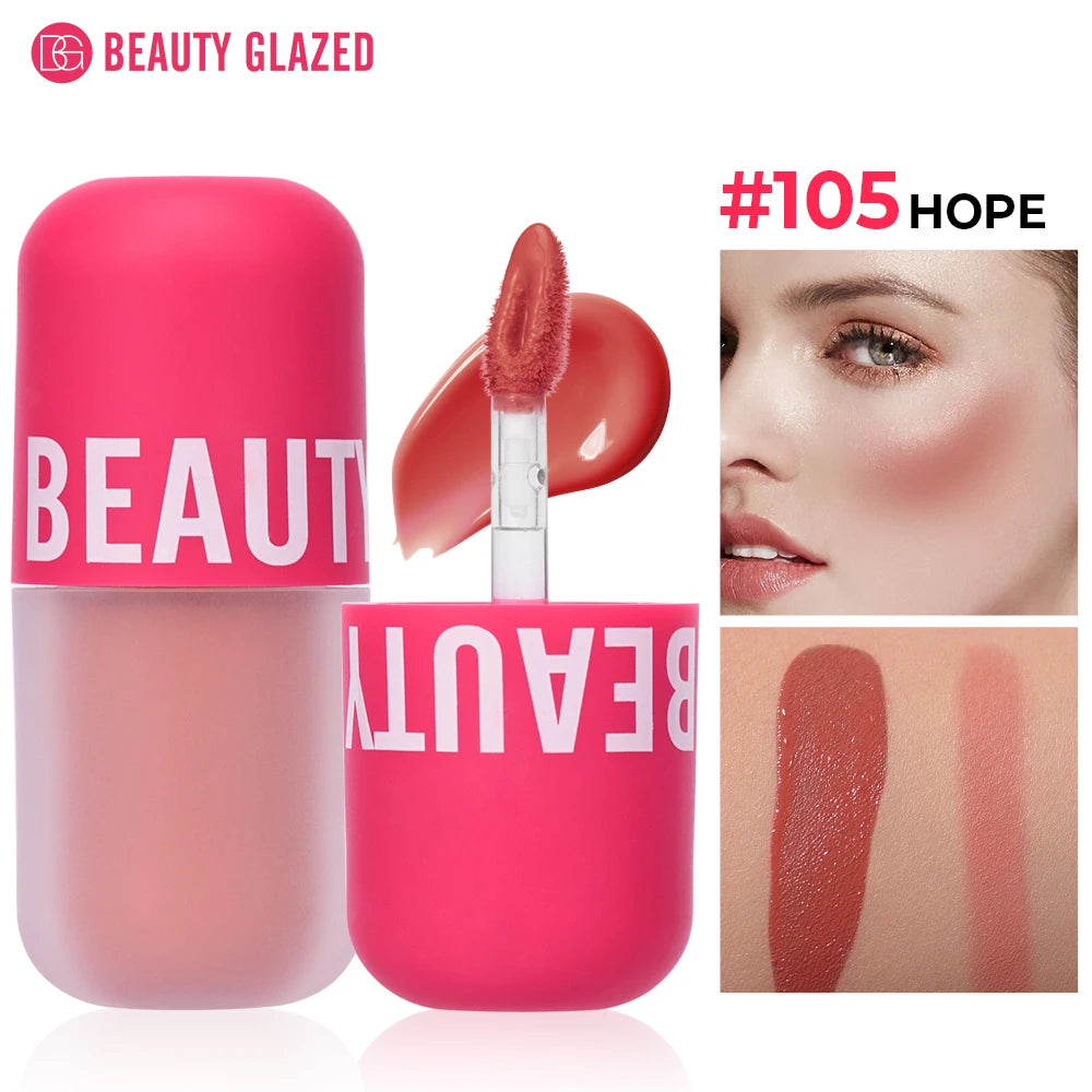 Beauty Glazed Liquid Blush 5 Colors Smooth Velvet Matte Pink Blusher Natural Easy To Smudge,Waterproof,And Long Lasting
