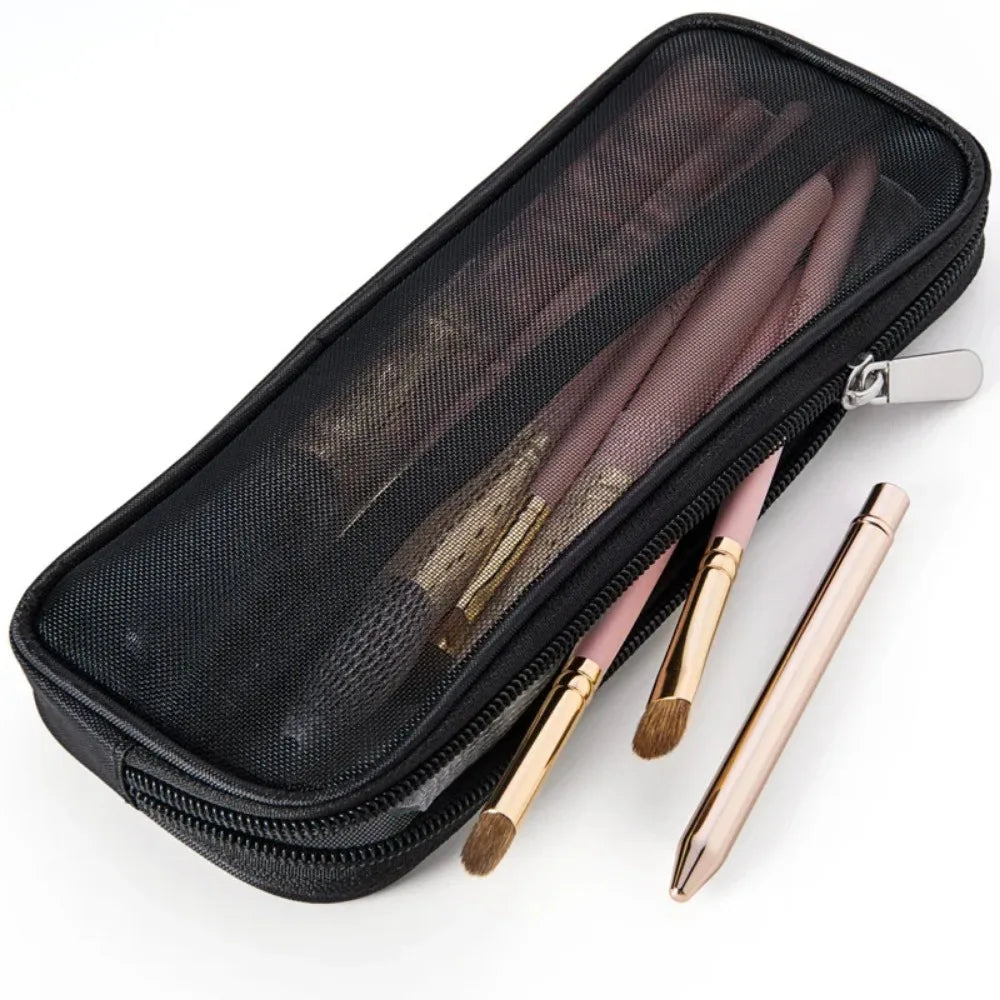 Makeup Brush Travel Bag Portable and Simple Makeup Storage Bag Mesh Design Large Capacity High-capacity Portable Makeup Pouch