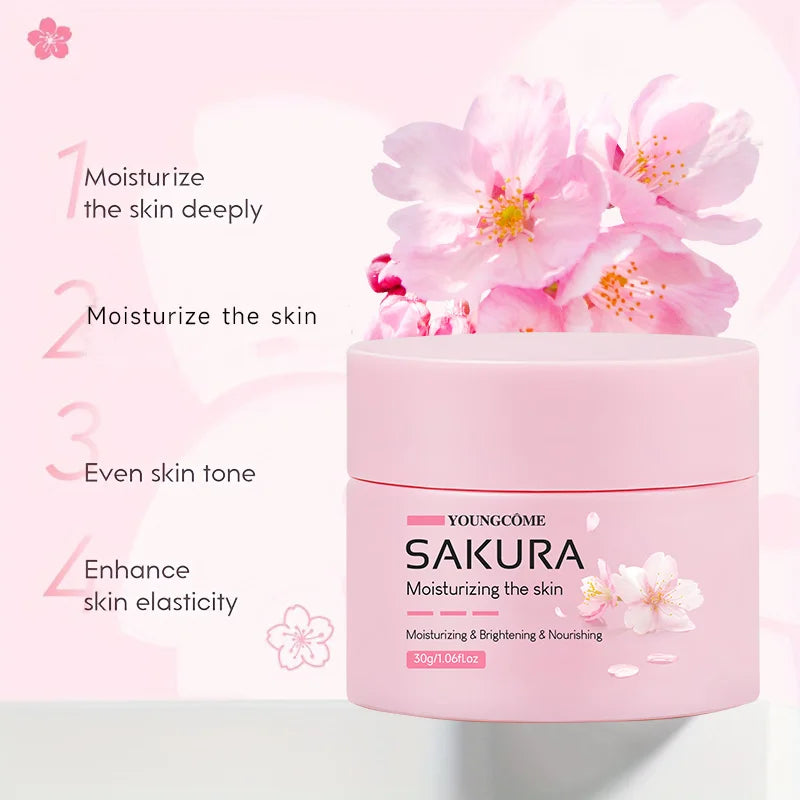 Sakura Essence Cream,Cherry Blossom Facial Moisturizer for Dry & Rough Skin,Intense Hydration,Skin Repair,Delicate & Tender Glow