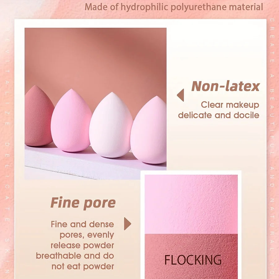4 cosmetic sponge sets, cosmetic egg, dry and wet, cosmetic sponge for liquid foundation, honey powder and foundation make-up