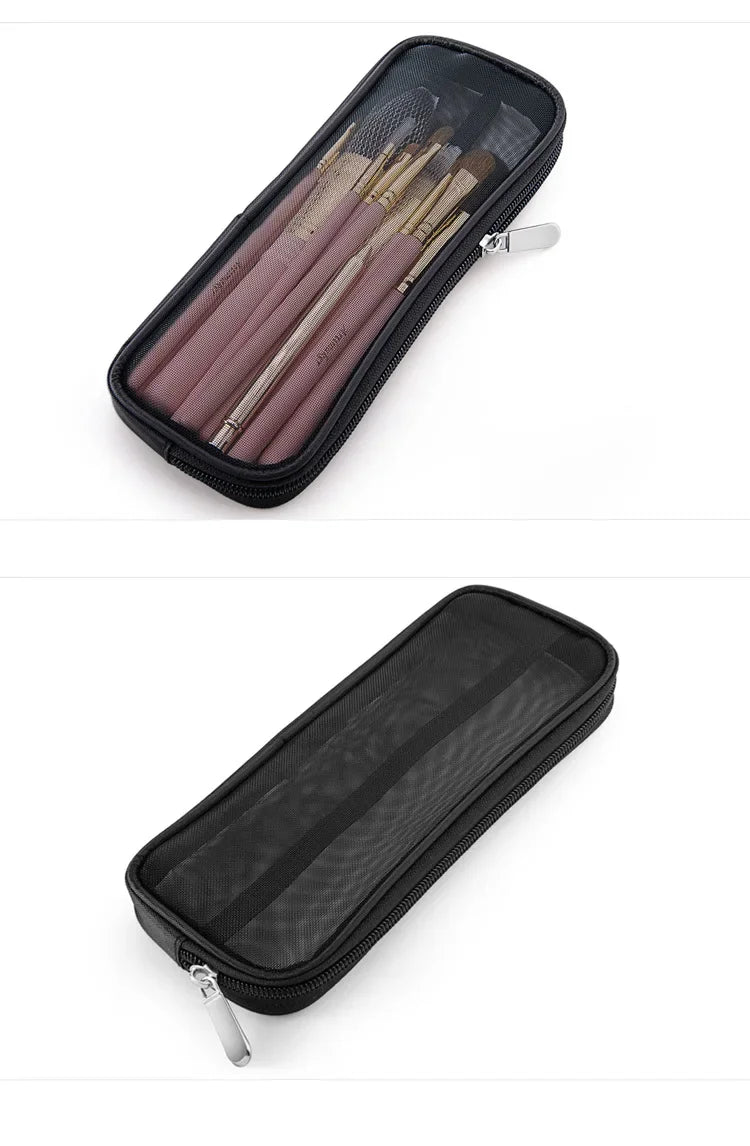 Makeup Brush Travel Bag Portable and Simple Makeup Storage Bag Mesh Design Large Capacity High-capacity Portable Makeup Pouch