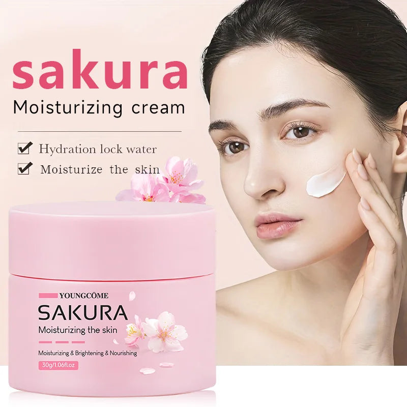 Sakura Essence Cream,Cherry Blossom Facial Moisturizer for Dry & Rough Skin,Intense Hydration,Skin Repair,Delicate & Tender Glow