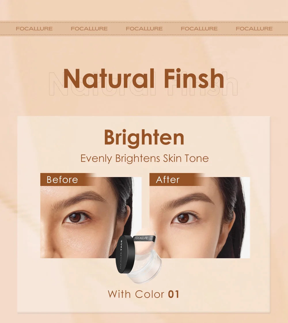 FOCALLURE 9 Colors Face Makeup Brighten Oil Control Long lasting Loose Powder Waterproof Mineral Make Up Setting Powder