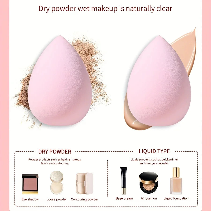 4 cosmetic sponge sets, cosmetic egg, dry and wet, cosmetic sponge for liquid foundation, honey powder and foundation make-up