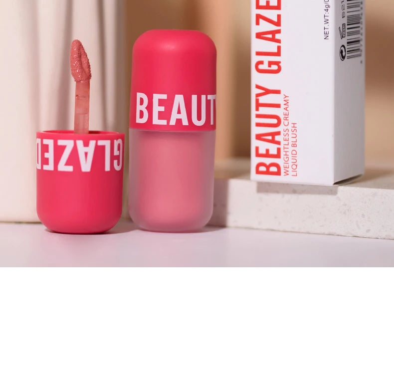 Beauty Glazed Liquid Blush 5 Colors Smooth Velvet Matte Pink Blusher Natural Easy To Smudge,Waterproof,And Long Lasting