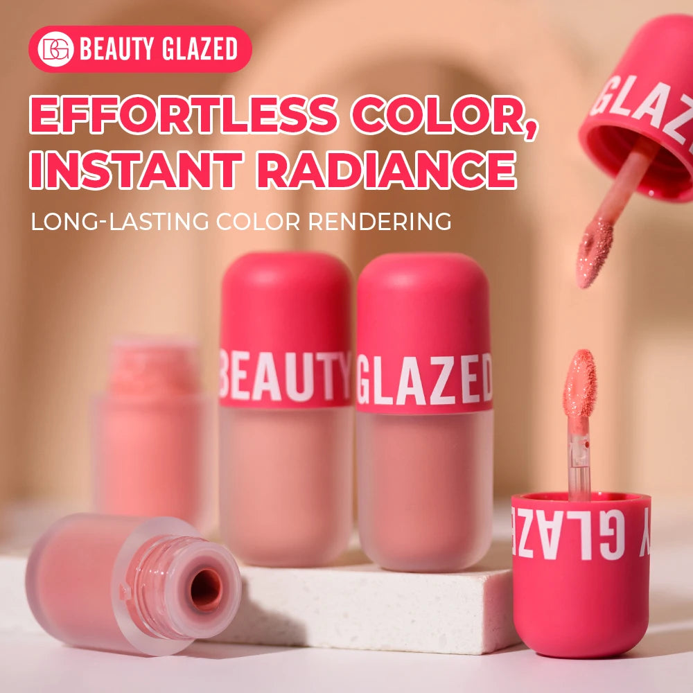 Beauty Glazed Liquid Blush 5 Colors Smooth Velvet Matte Pink Blusher Natural Easy To Smudge,Waterproof,And Long Lasting