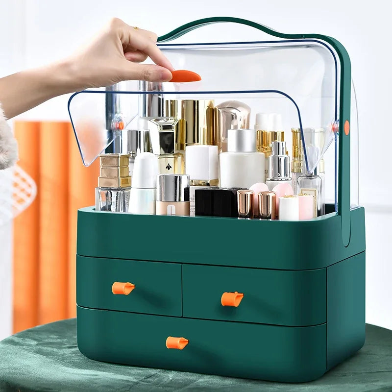 Cosmetics Receiving Box Dust-Proof Desktop Makeup Organizer with Drawer for Skin Care Products Household Storage Box Shelf