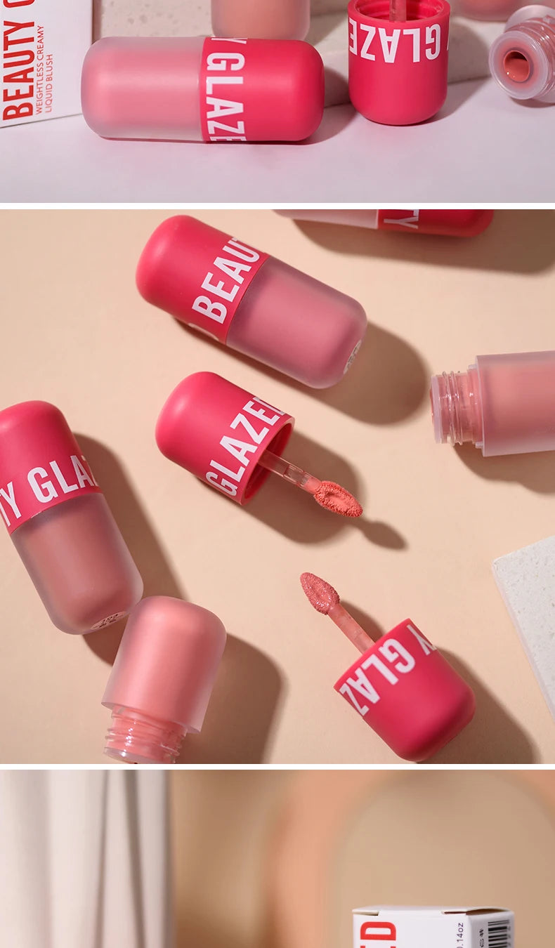 Beauty Glazed Liquid Blush 5 Colors Smooth Velvet Matte Pink Blusher Natural Easy To Smudge,Waterproof,And Long Lasting
