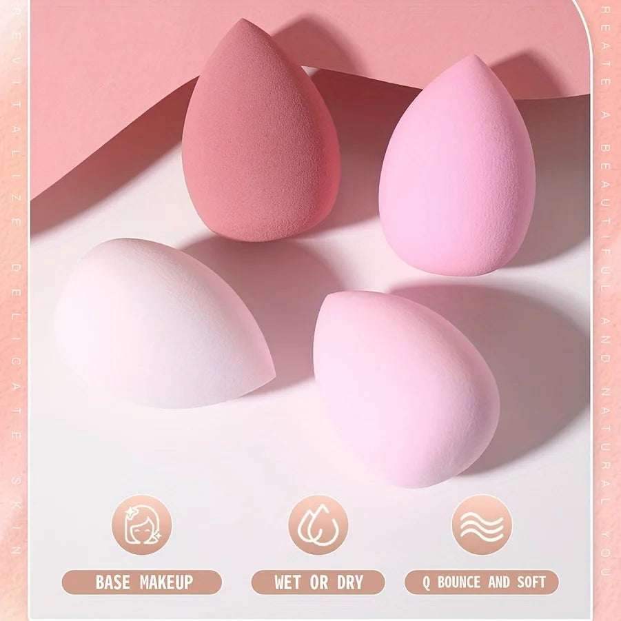4 cosmetic sponge sets, cosmetic egg, dry and wet, cosmetic sponge for liquid foundation, honey powder and foundation make-up