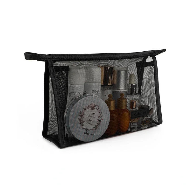 Makeup Brush Travel Bag Portable and Simple Makeup Storage Bag Mesh Design Large Capacity High-capacity Portable Makeup Pouch