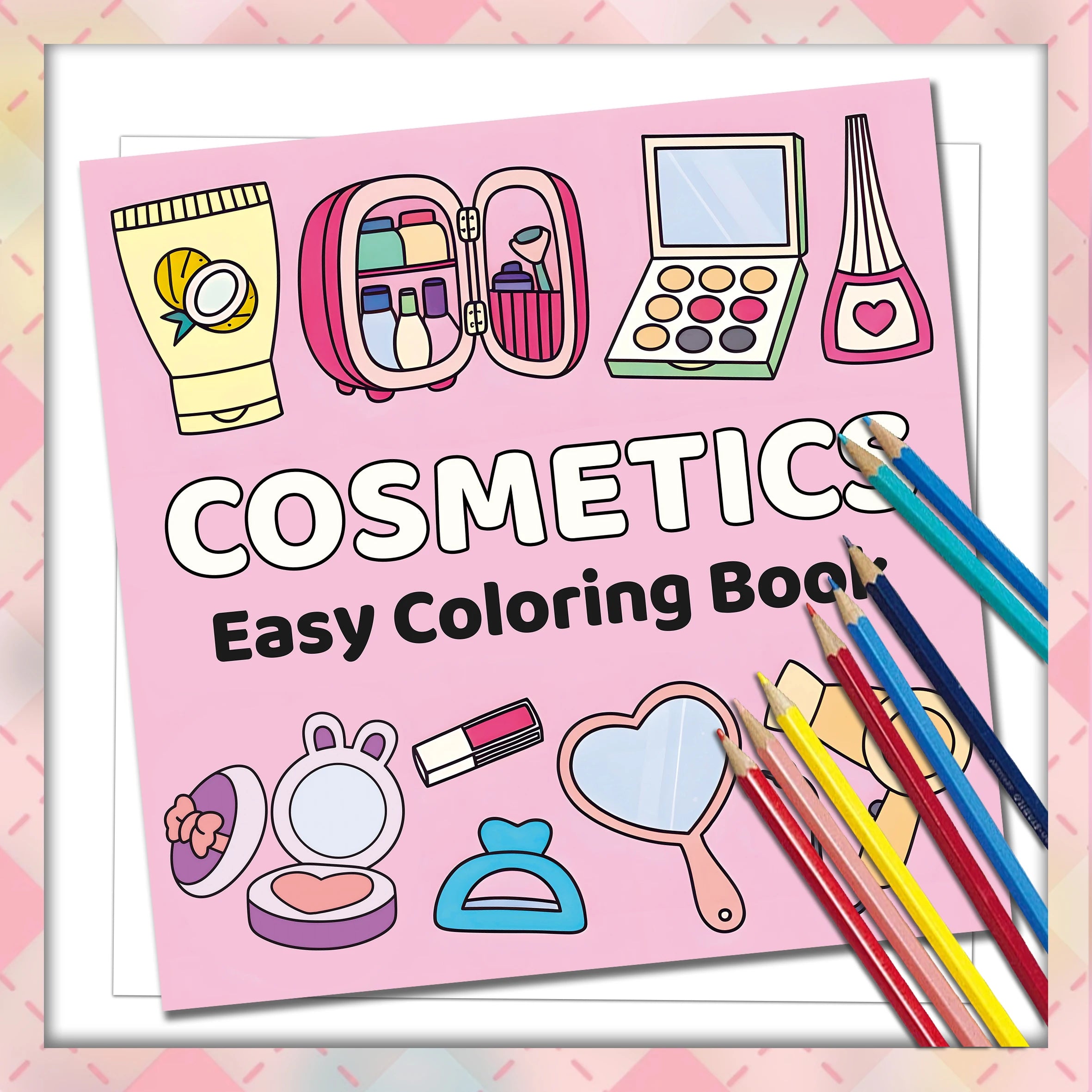 "Adult Picture Book - Pink-Themed Mini Cosmetics Coloring Book: A Beautiful Gift for Relaxation and Creativity