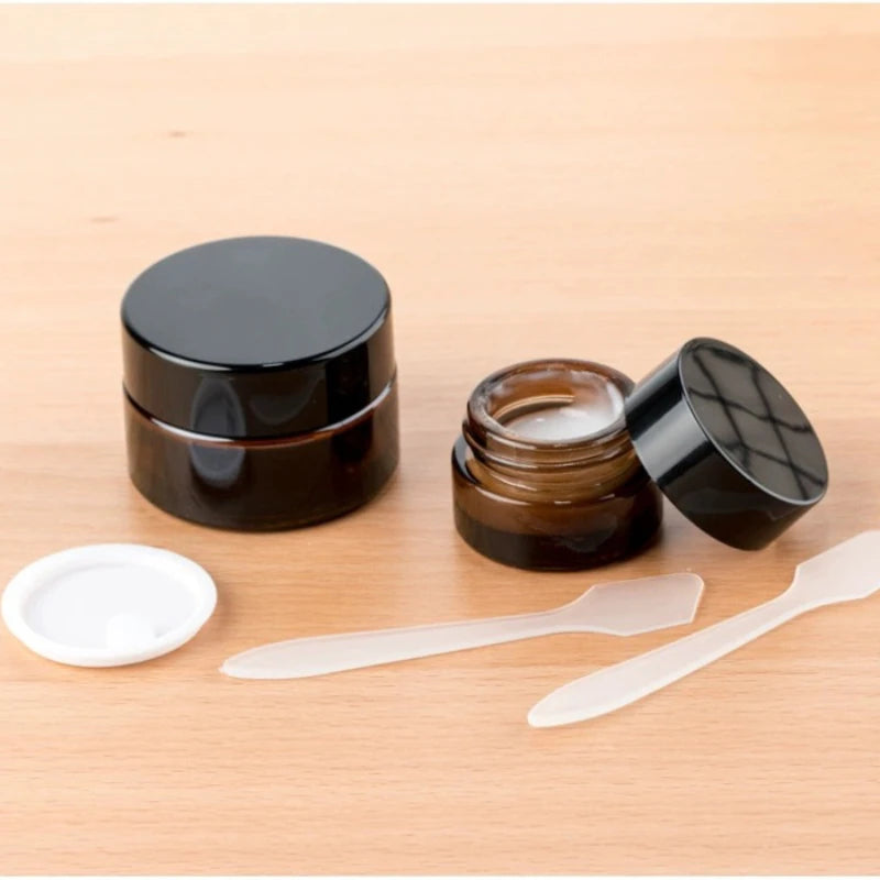 5g-50g Amber Brown Glass Cosmetic Jar Face Cream Bottles Portable Travel Face Cream Cosmetic Container Accessories