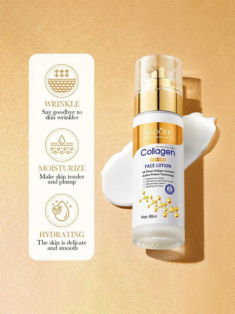 Collagen Skin Care Product Set Cleansing Rejuvenating Facial Cleanser Essence Liquid Face Cream Moisturizing Female Cosmetics