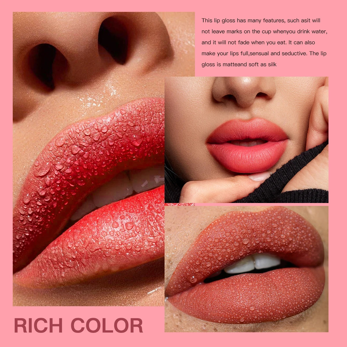 USHAS Detachable Lip Crayon, 4 Color/Piece Lip Stick, Smooth and Silky, Portable Lip Cosmetic, Perfect for Vacation and Travel