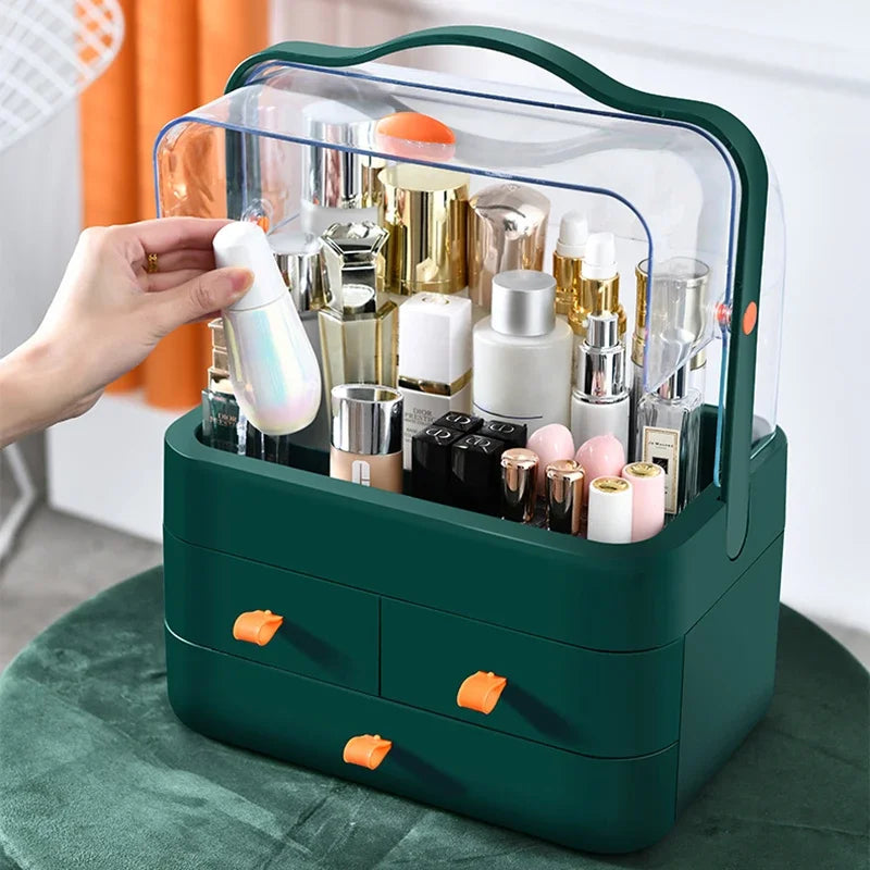 Cosmetics Receiving Box Dust-Proof Desktop Makeup Organizer with Drawer for Skin Care Products Household Storage Box Shelf
