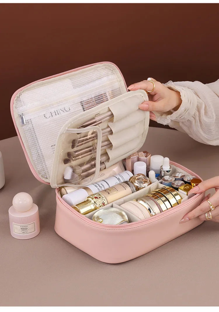 Women's Cosmetic Bag Makeup Bag Double Layer Large Capacity Luxury Cosmetics Organizer Travel Essentials Women's Cosmetic Bag