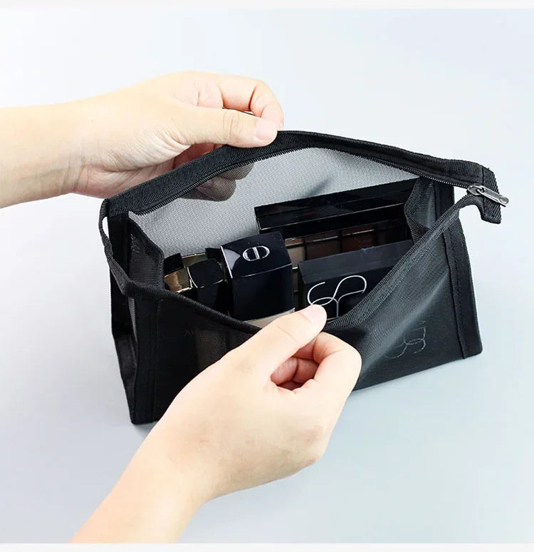 Makeup Brush Travel Bag Portable and Simple Makeup Storage Bag Mesh Design Large Capacity High-capacity Portable Makeup Pouch