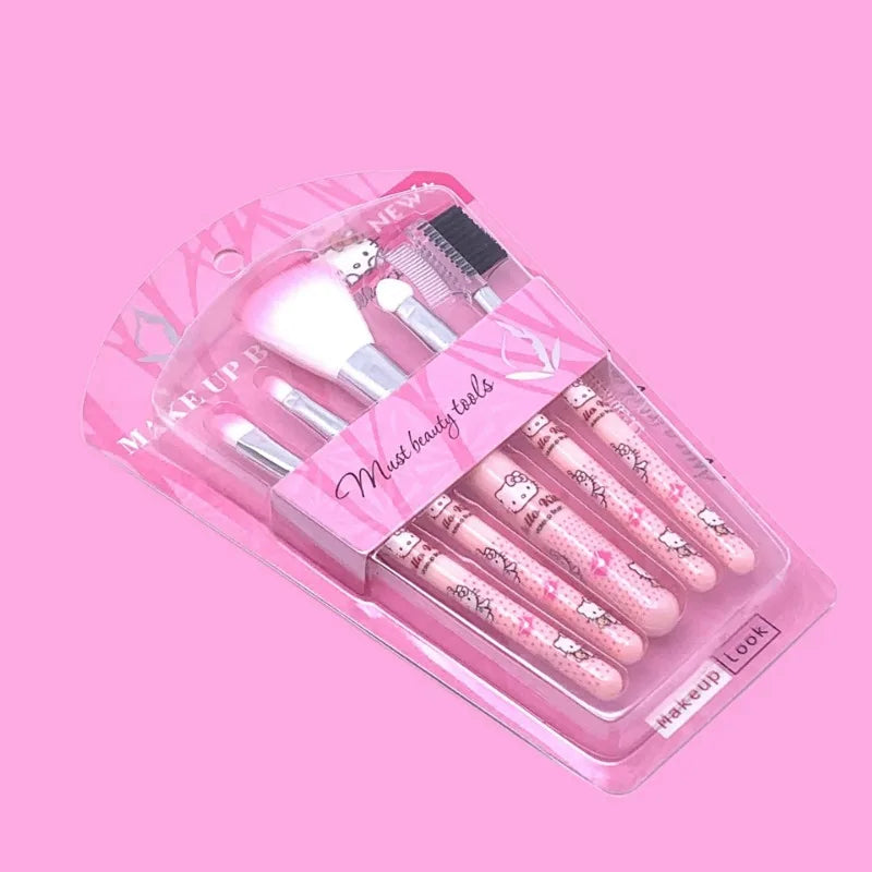 Sanrio cartoon cosmetics cute Hello Kitty makeup brush set blush eyebrow pencil lip gloss eye shadow brush soft hair beauty tool