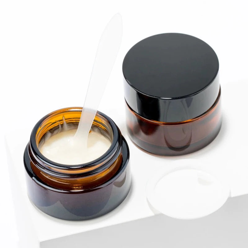5g-50g Amber Brown Glass Cosmetic Jar Face Cream Bottles Portable Travel Face Cream Cosmetic Container Accessories