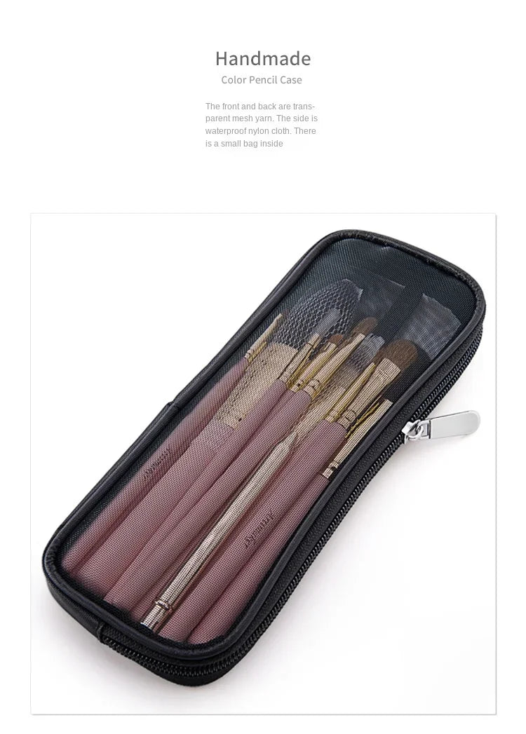 Makeup Brush Travel Bag Portable and Simple Makeup Storage Bag Mesh Design Large Capacity High-capacity Portable Makeup Pouch