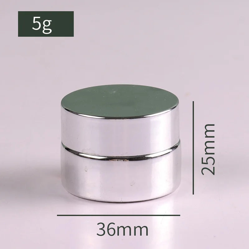 Cosmetic Jar 5-50g Face Cream Glass Bottle Silver Glass Cream Jar Cosmetic Container Empty Nail Glue Jar Travel Makeup Container